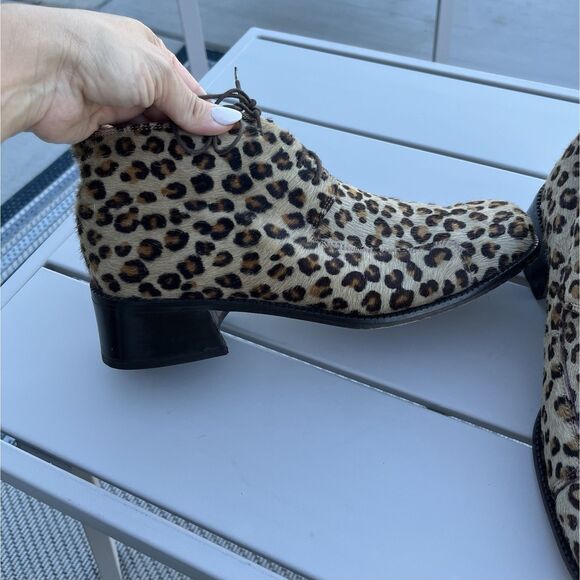 Henry Ferrera Leather/ Calf Hair Leopard Print Booties - Size 40/ 9 - M Brown - Picture 5 of 9